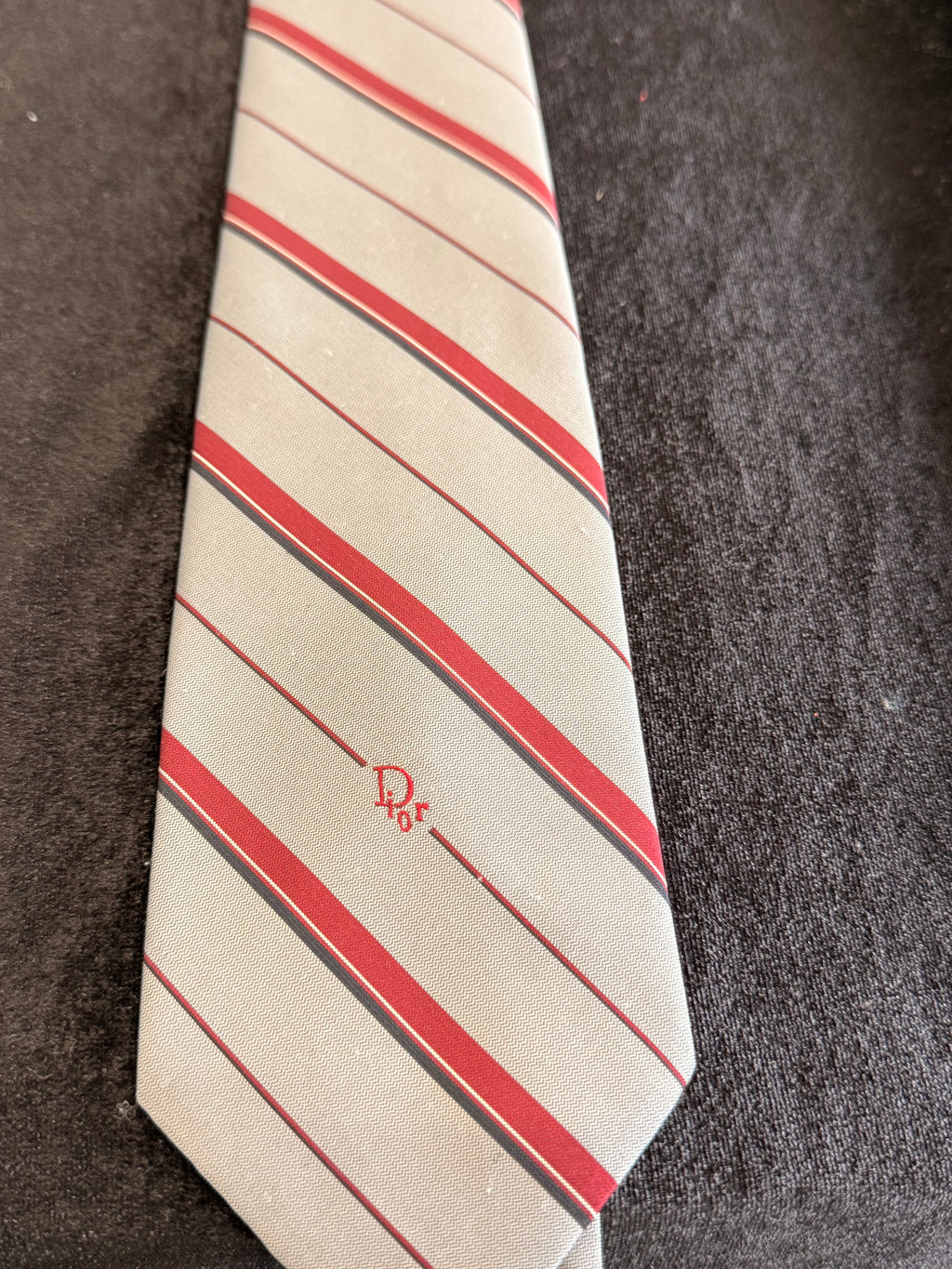 Dior Three-Piece Tie Set - Pink, Light Gray with Red Stripe, Navy Polka Dot