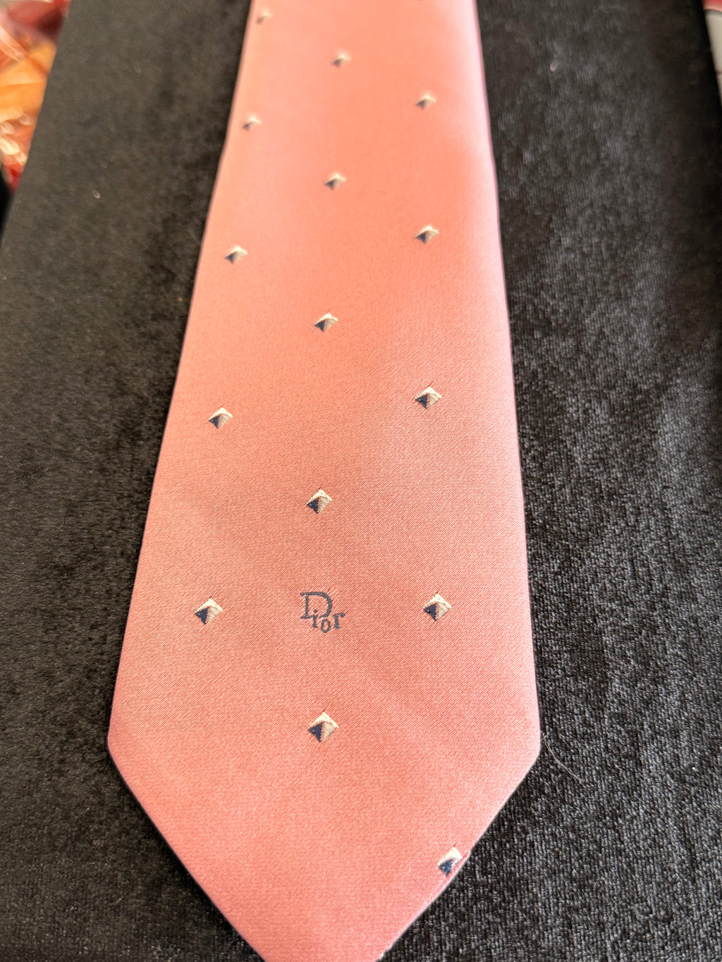 Dior Three-Piece Tie Set - Pink, Light Gray with Red Stripe, Navy Polka Dot