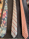 Dior Men's Tie Trio - Navy Floral, Light Gray Stripe, Red & Cream Stripe