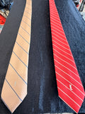 Yves Saint Laurent Striped Silk Ties in Red and Tan.