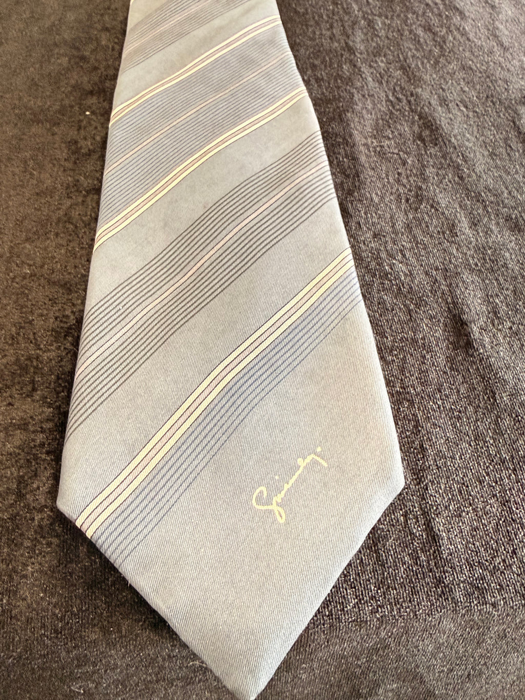 Givenchy Brown, beige & Light Blue Striped Silk Neckties