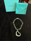 Tiffany & Co. Sterling Silver Open Heart Link Bracelet with Tiffany Blue Pouch