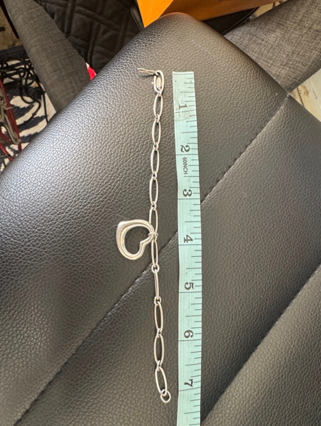 Tiffany & Co. Sterling Silver Open Heart Link Bracelet with Tiffany Blue Pouch