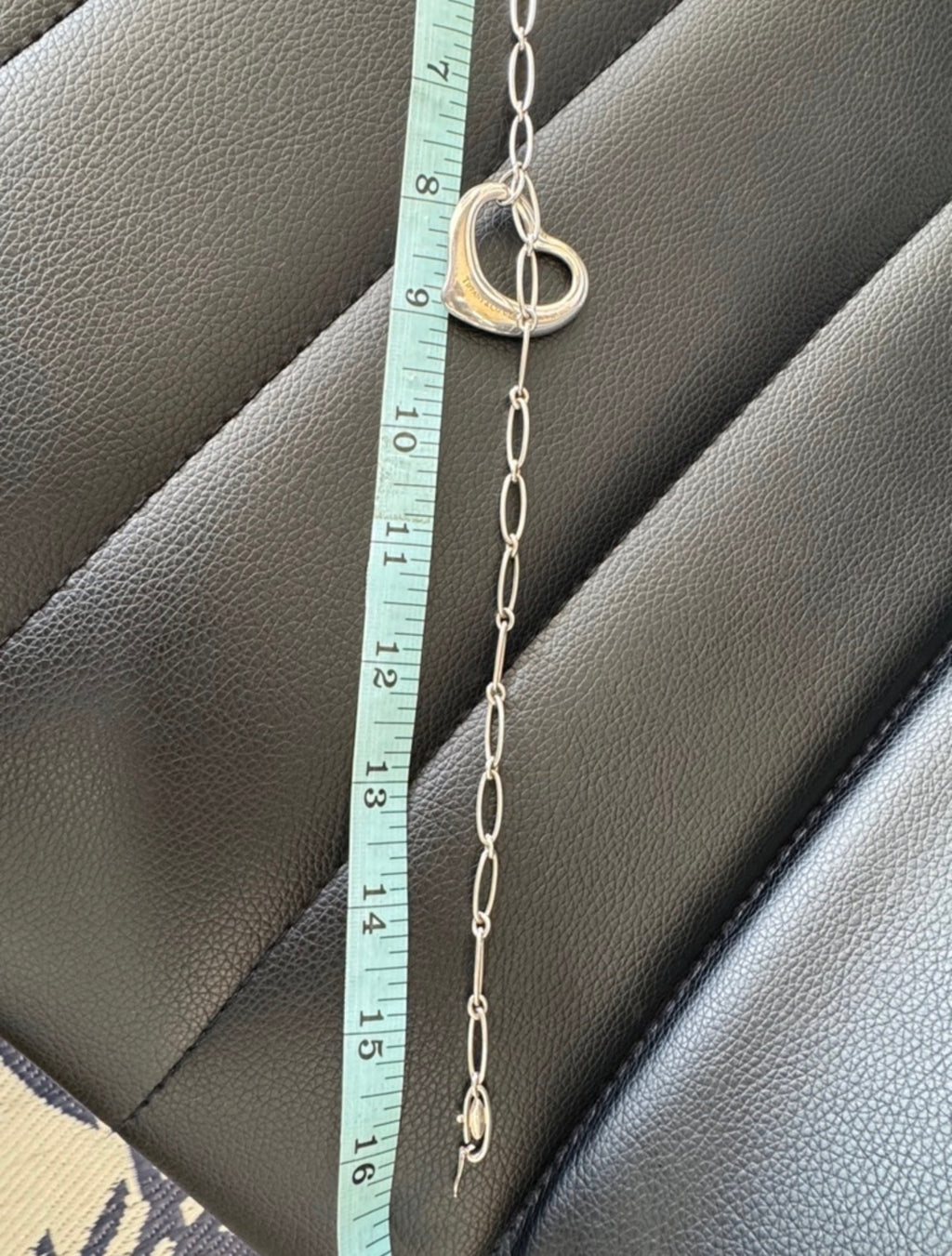 Tiffany & Co. Silver Open Heart Link Necklace with Signature Pouch.