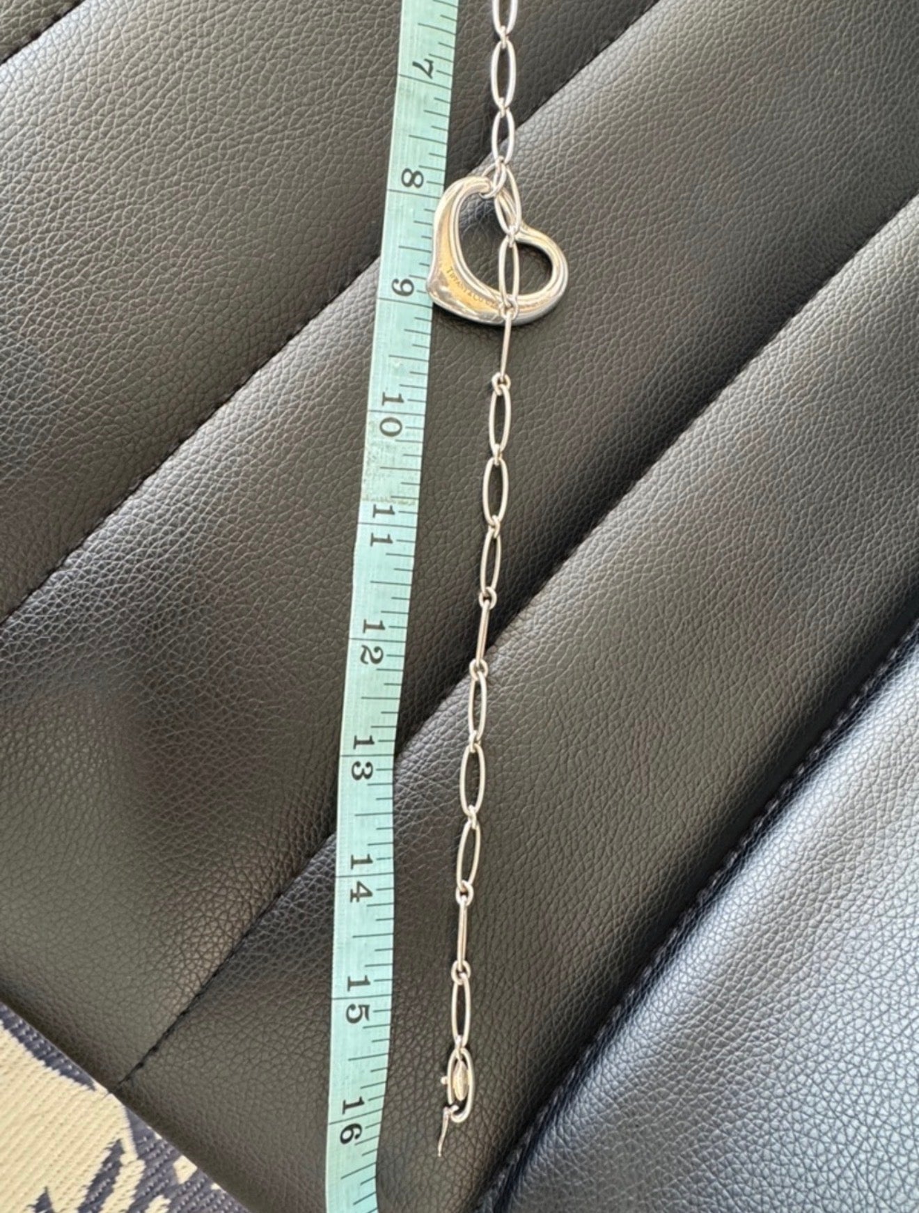 Tiffany & Co. Silver Open Heart Link Necklace with Signature Pouch.