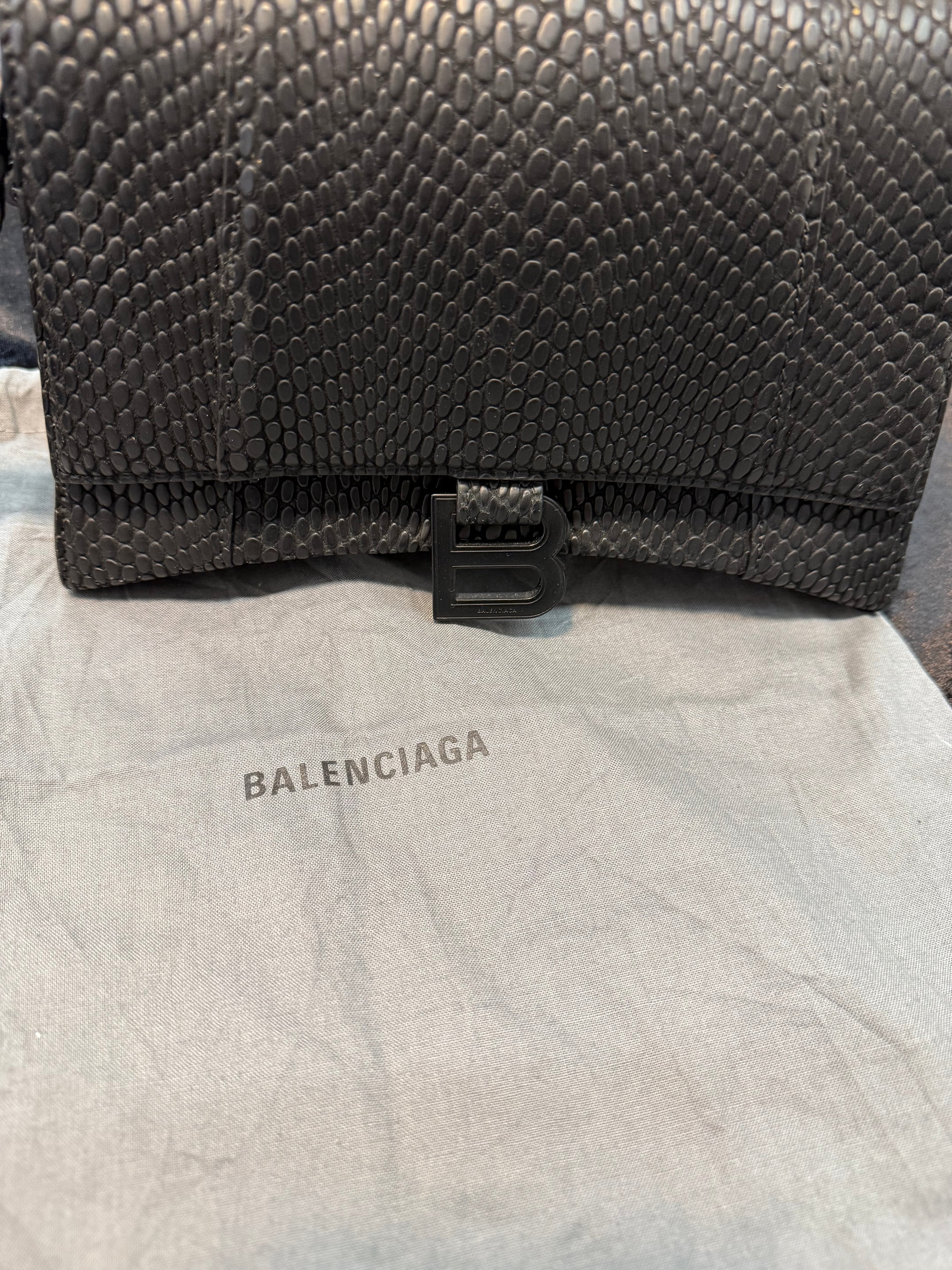 Balenciaga Small Hourglass Black Viper Crossbody Bag