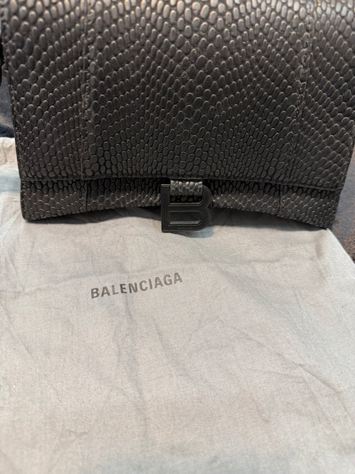 Balenciaga Small Hourglass Black Viper Crossbody Bag