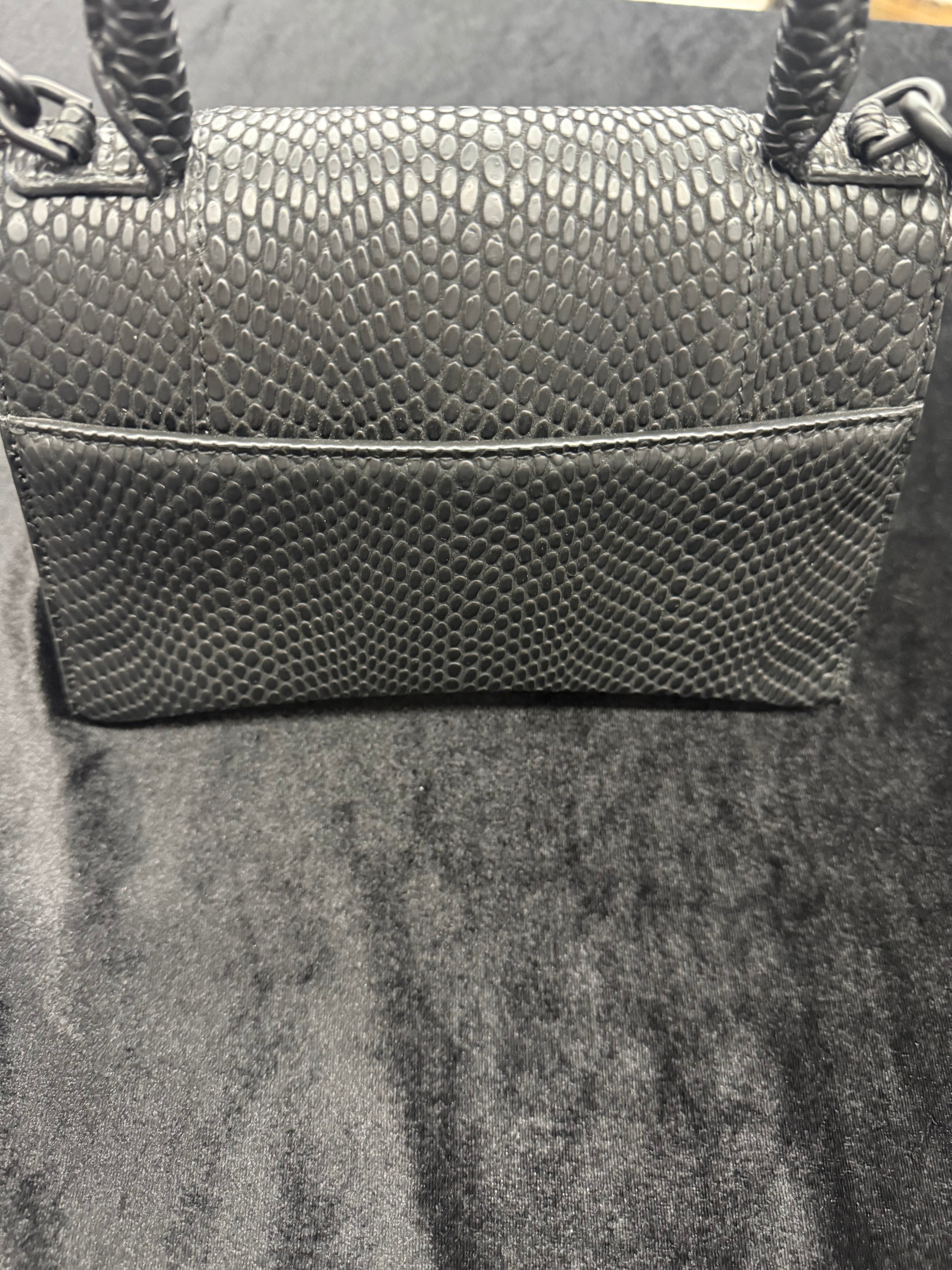 Balenciaga Small Hourglass Black Viper Crossbody Bag