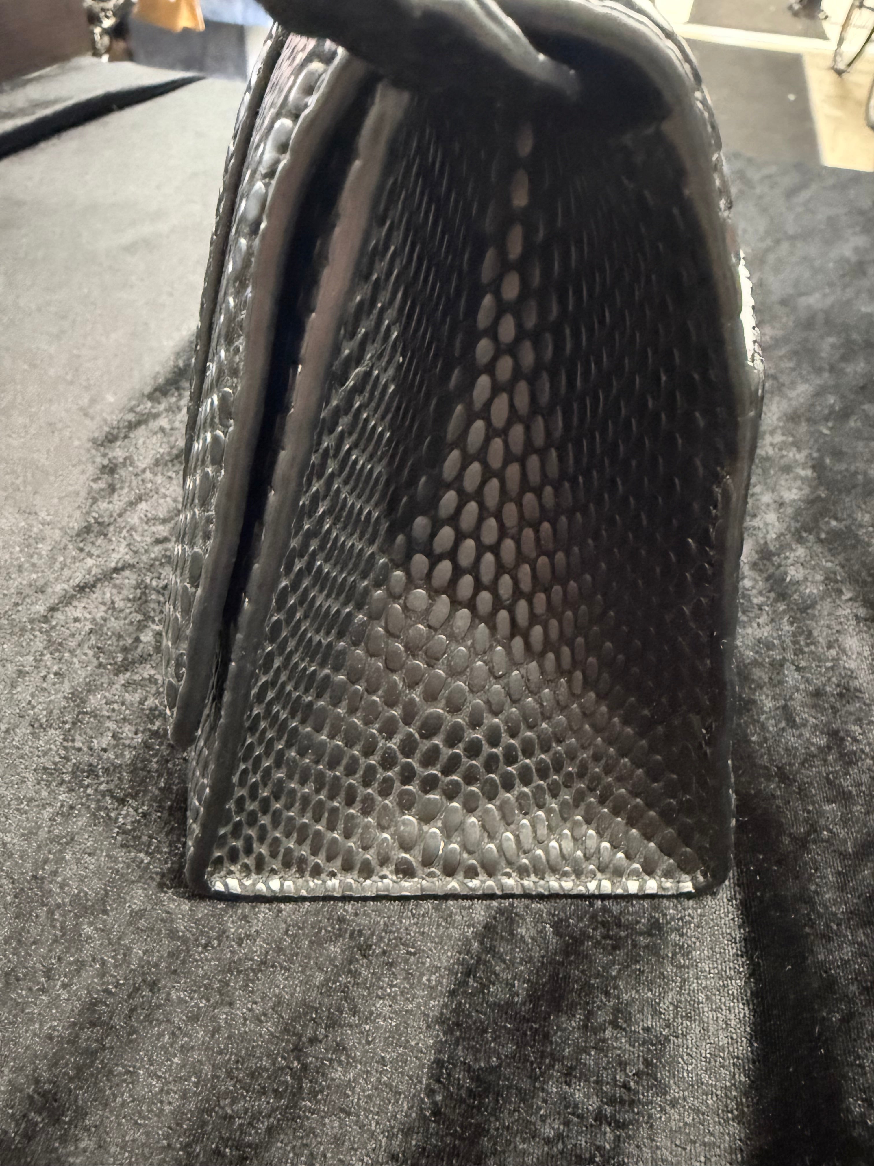 Balenciaga Small Hourglass Black Viper Crossbody Bag