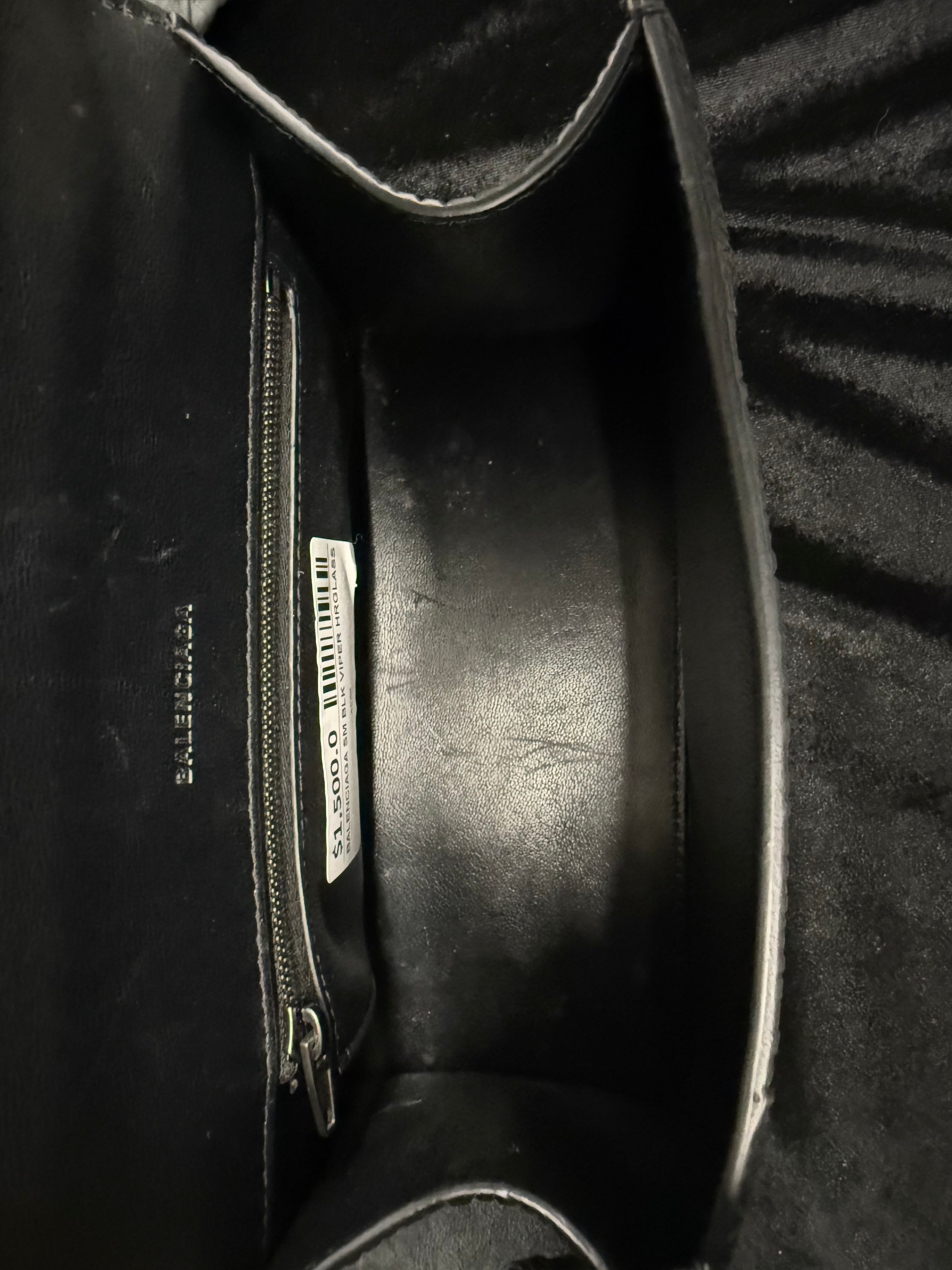 Balenciaga Small Hourglass Black Viper Crossbody Bag