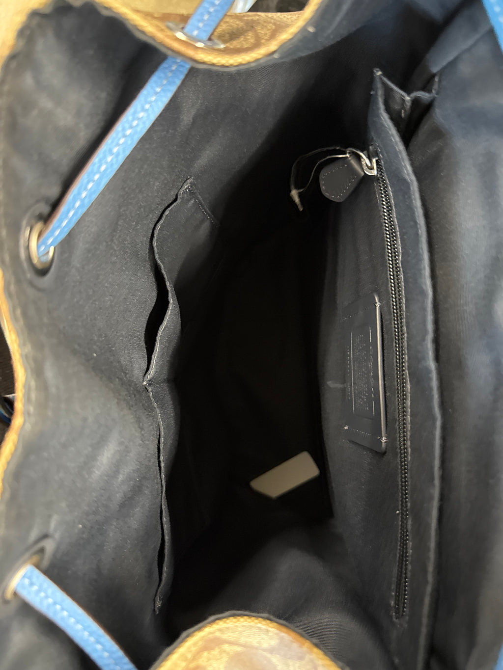 Coach Signature Brown and Blue Backpack