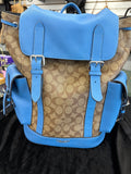 Coach Signature Brown and Blue Backpack