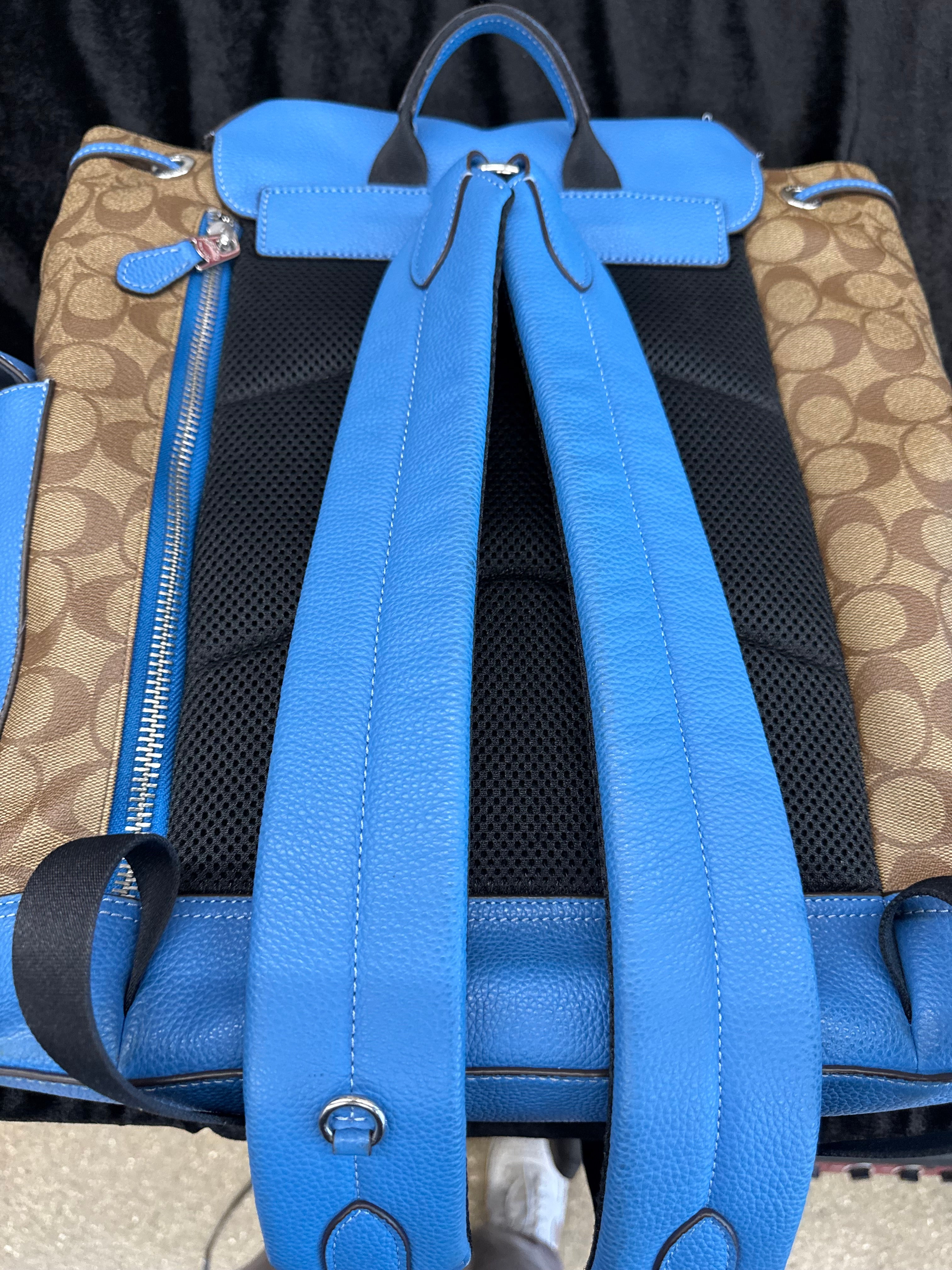 Coach Signature Brown and Blue Backpack