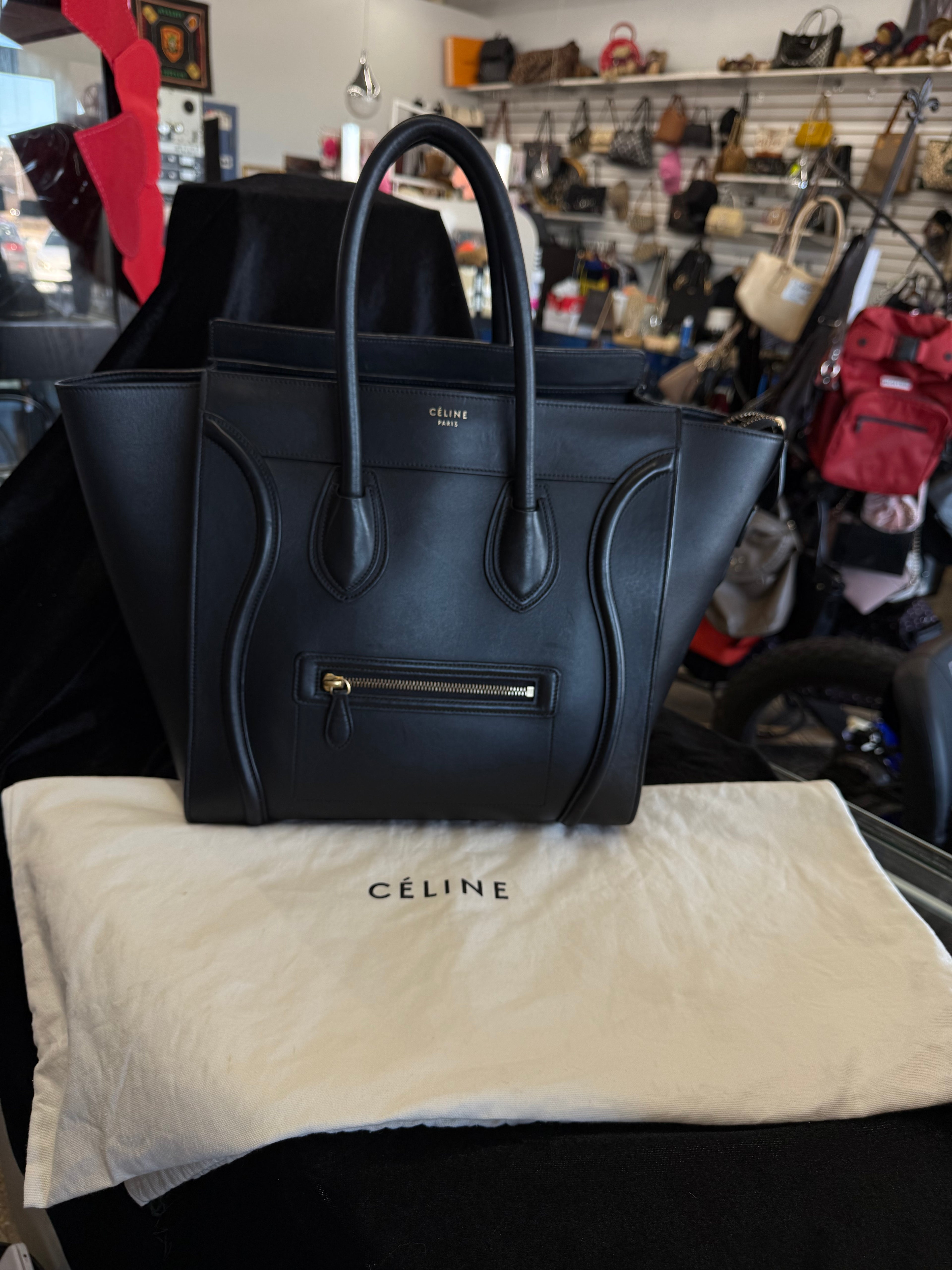 Celine Large Black Luggage Bag Calfskin Tote