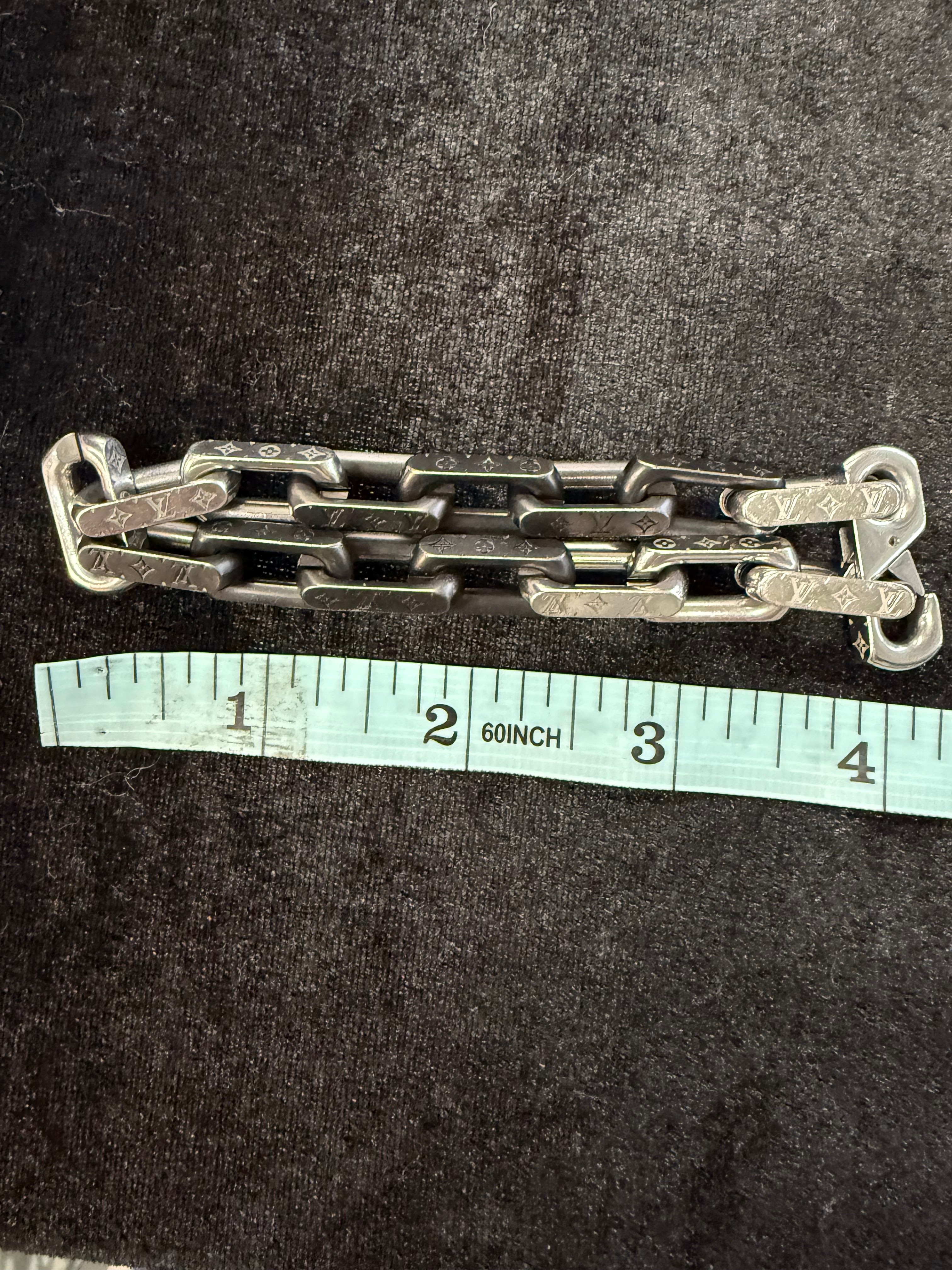 Louis Vuitton silver and black chain link bracelet