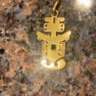 Vintage Aztec Pendant, 18k, columbian Emerald