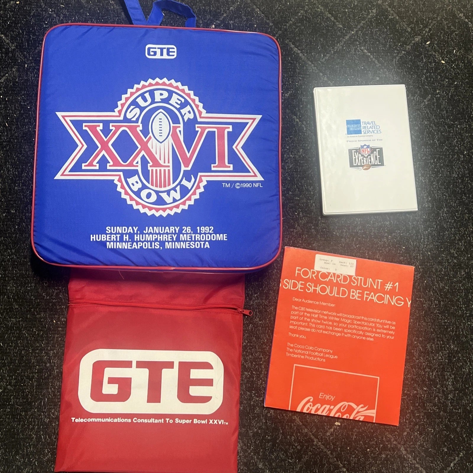 1992 Super Bowl XXVI Seat Cushion with Flyer, Schedule, Pro Set & More