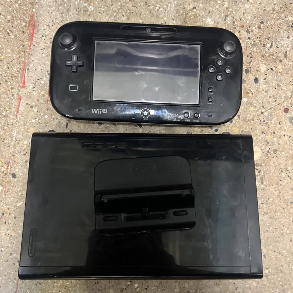 Nintendo Wii U Black 32GB Deluxe Console Bundle - GamePad, HDMI & Cords - Tested