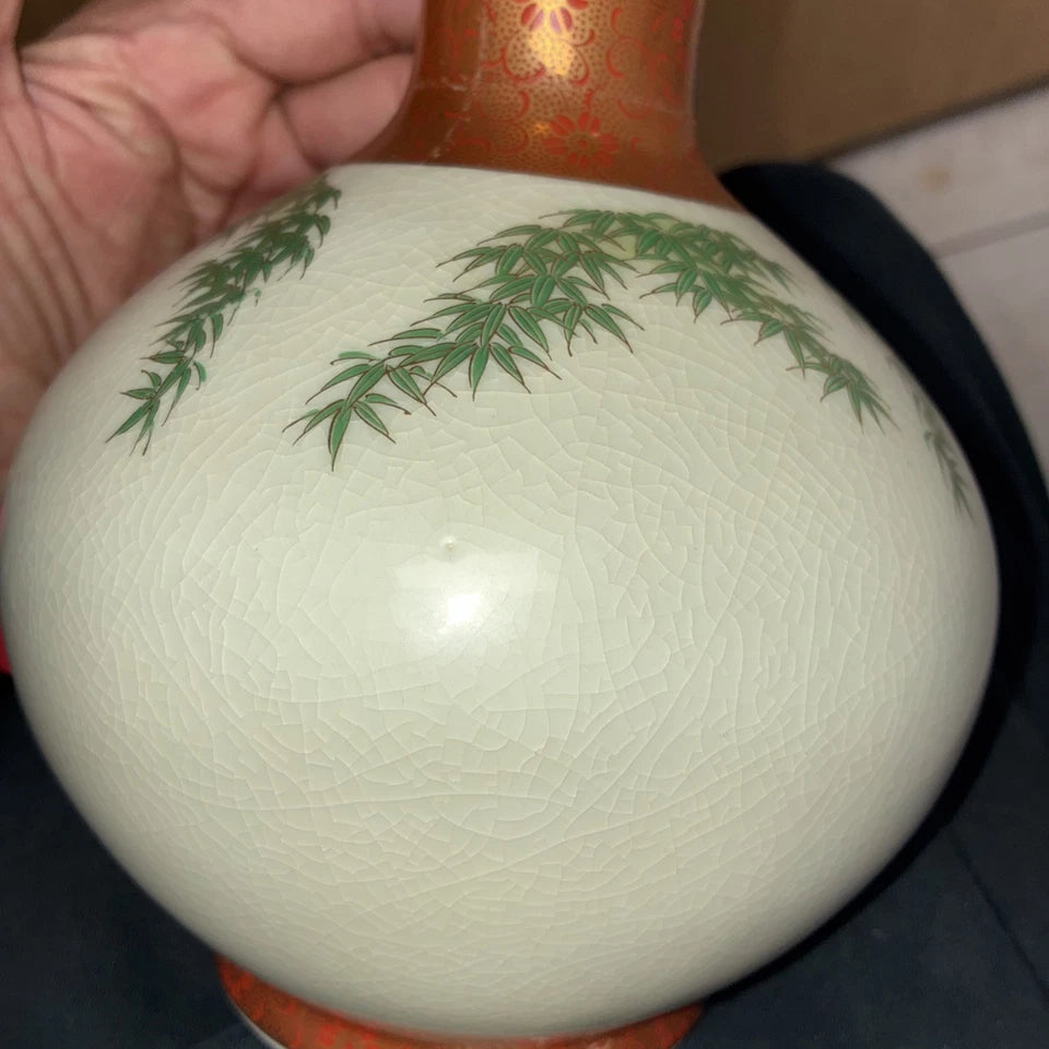 Vintage Shibata Porcelain Flower Vase Peacock Japanese Japan 10” Toyo