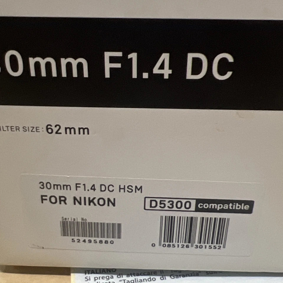 Sigma 30mm F1.4 DC For Nikon